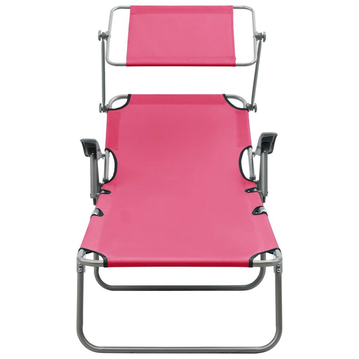 SONNENLIEGE mit Sonnendach Stahl Rosa - Pink, Textil (71.5/108.5/188cm) - furnicato