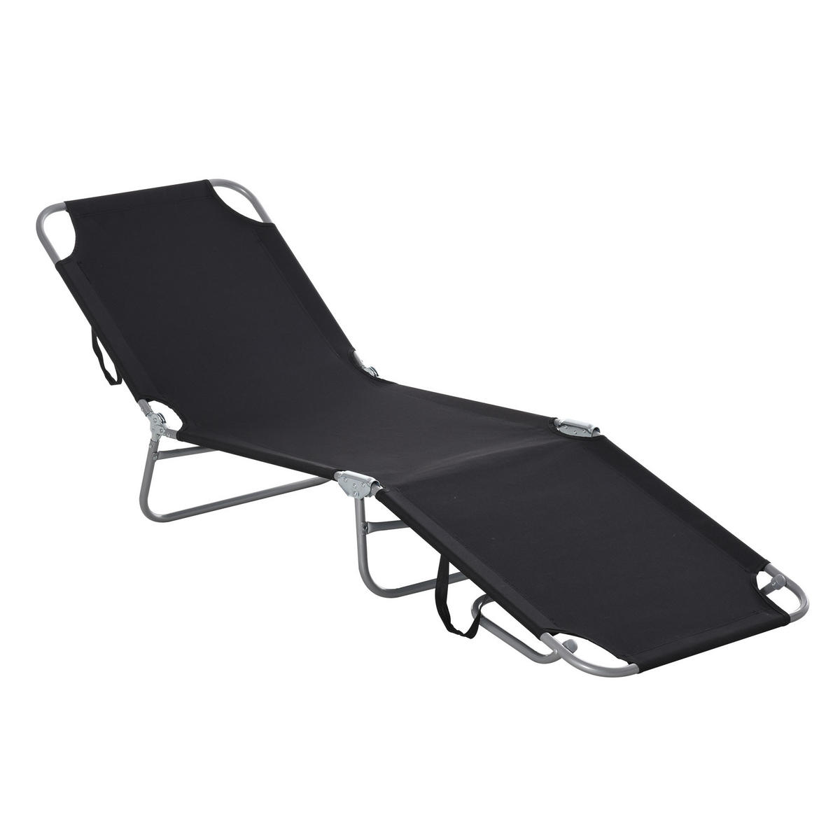 SONNENLIEGE, klappbar, verstellbare Rückenlehne, rostfreier Metallrahmen, 187 x 55 x 24, Schwraz - Schwarz, Metall (187/24/55cm)