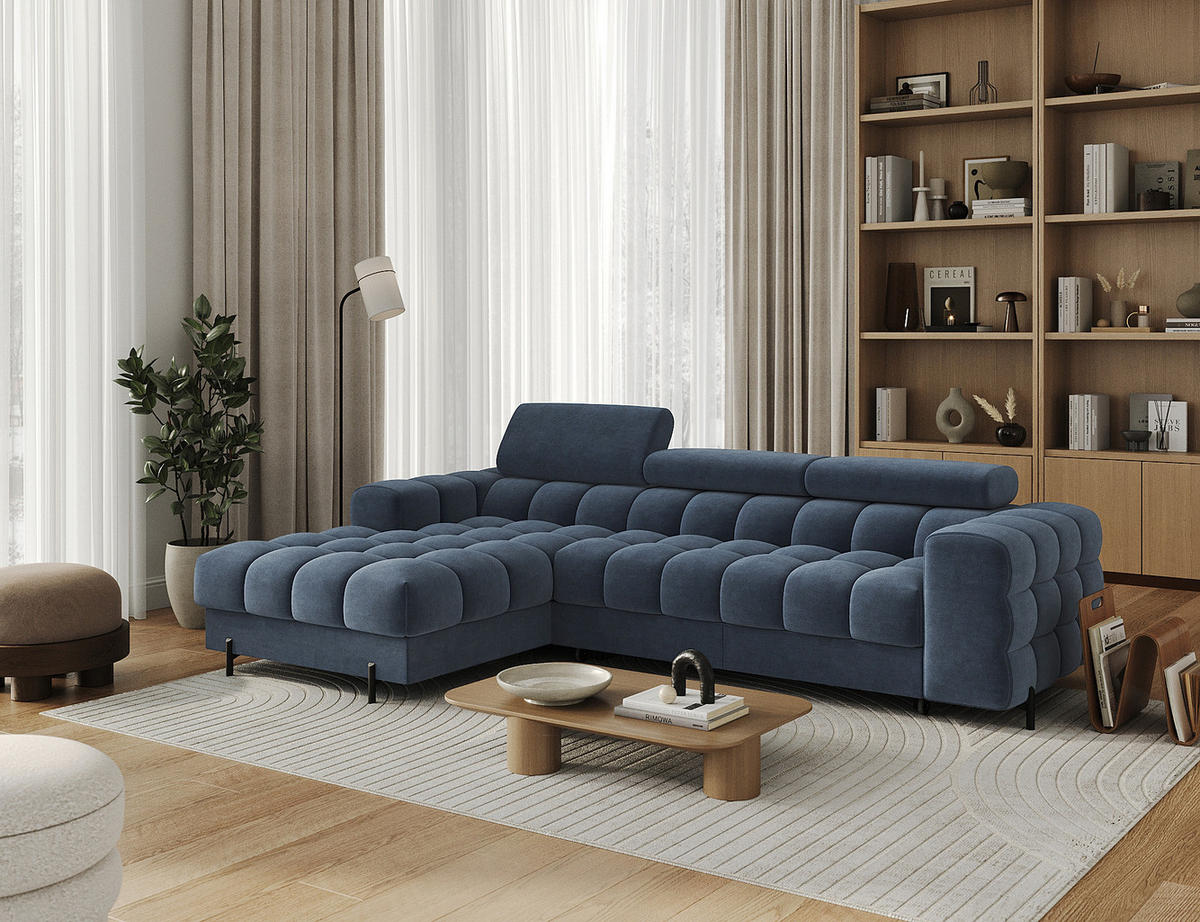 ECKSOFA Neviro L - Anthracite (Aura 40) - Blaugrau, Holzwerkstoff (285/181cm) - Möblo