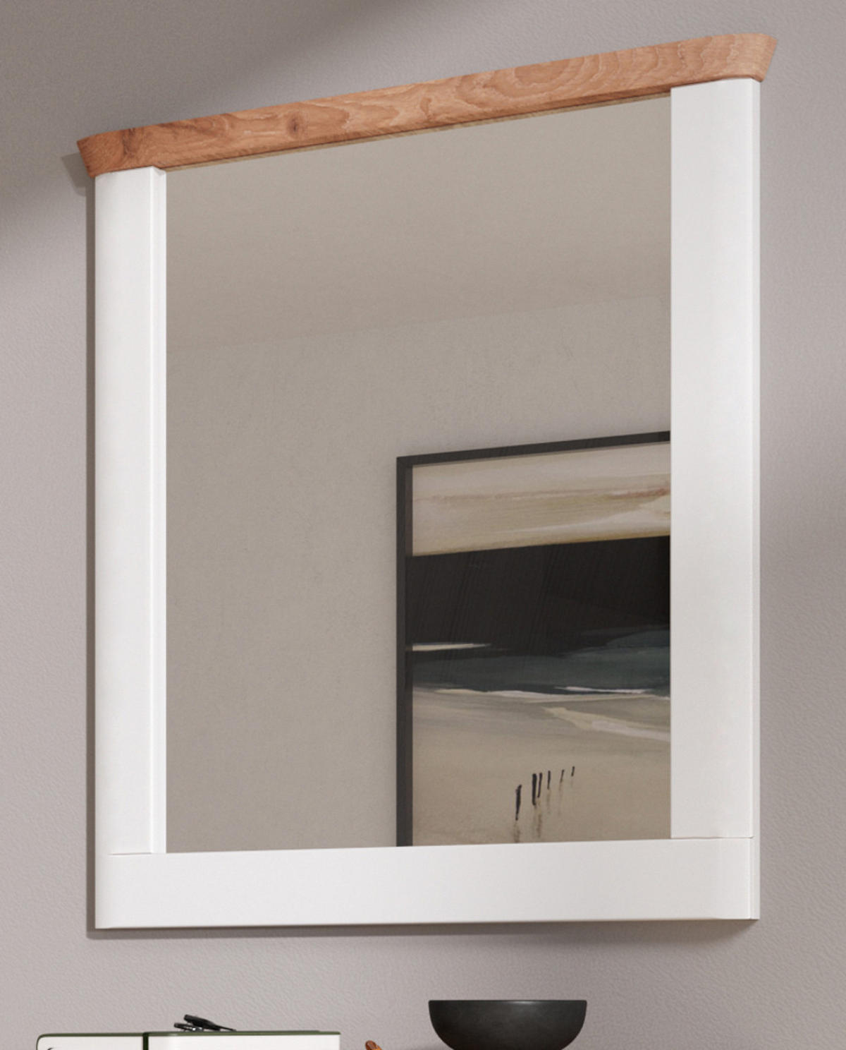 WANDSPIEGEL weiß matt, Eiche Garderobenspiegel 79 x 89 cm - Eichefarben/Weiß, Glas/Holzwerkstoff (79/89/6cm) - Inn.Furn