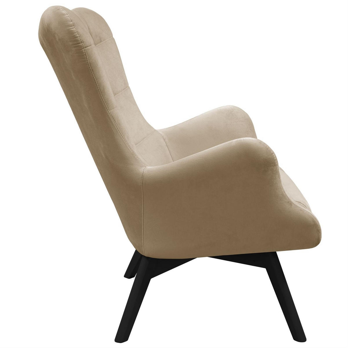 SESSEL SAND mit schwarzen Beinen - Beige/Schwarz, Textil (80/105/86cm) - Lookway