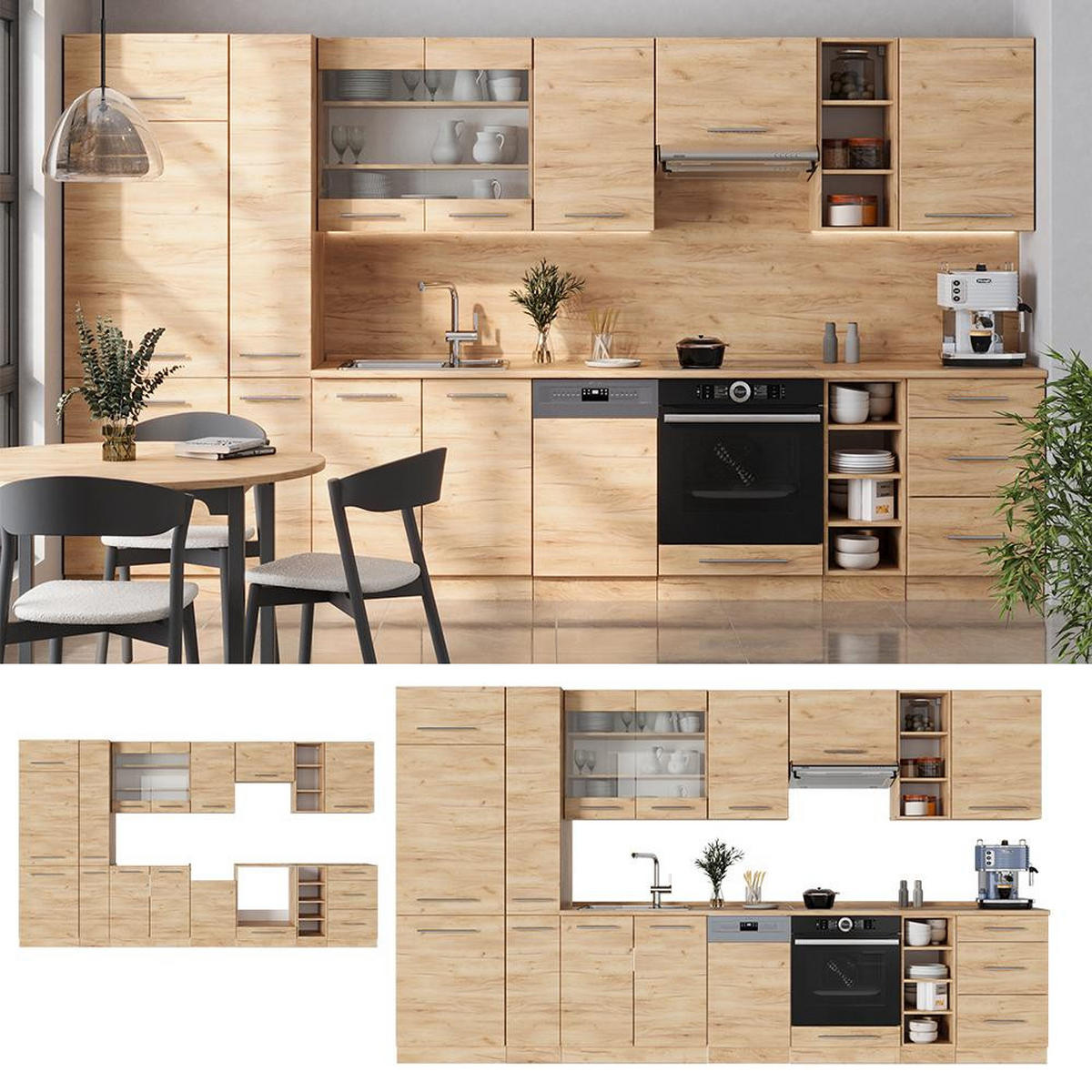 CHICINETĂ Fame-Line Stejar Goldkraft 355 cm , AP Marmură - stejar miere, compozit lemnos (355/206.8/60cm) - Vicco