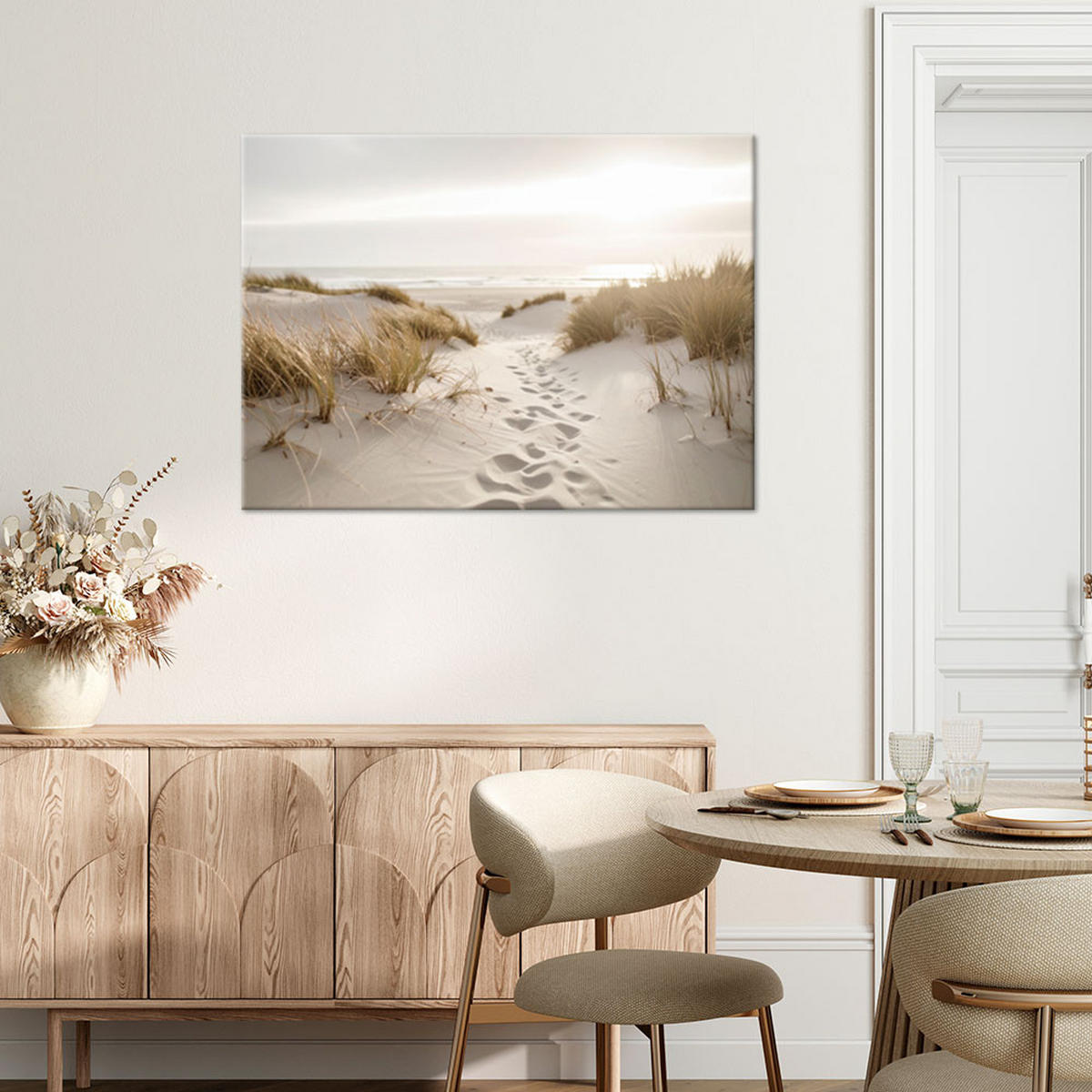 LEINWANDBILD Strand Meer Pflanzen Dünen Natur 60x40cm - Beige, Textil (60/40cm) - Feeby