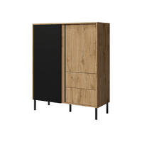 HIGHBOARD Mia 01 - Schwarz/Braun, Holzwerkstoff/Metall (100/122/41cm) - MIRJAN24
