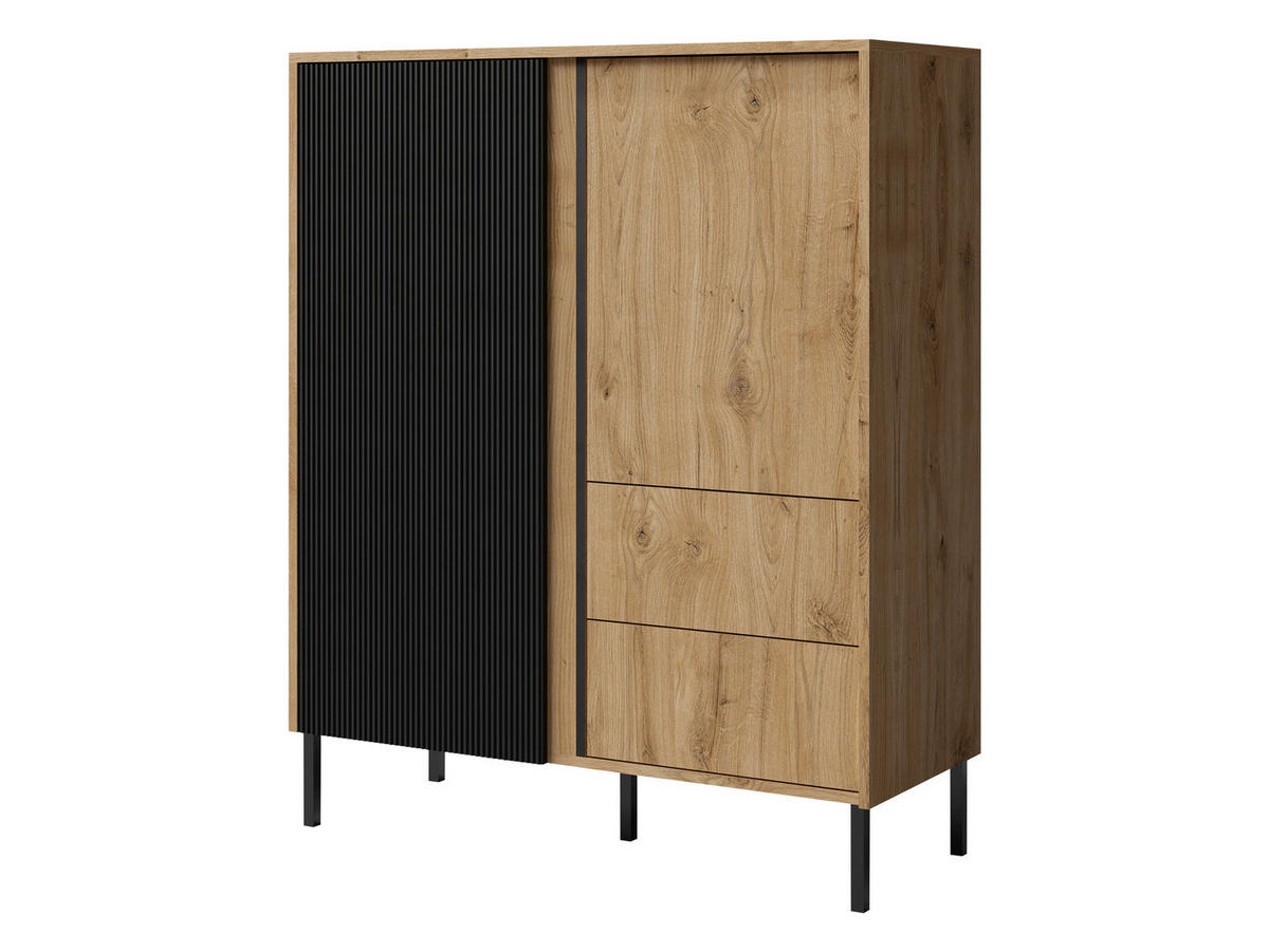 HIGHBOARD Mia 01 - Schwarz/Braun, Holzwerkstoff/Metall (100/122/41cm) - MIRJAN24