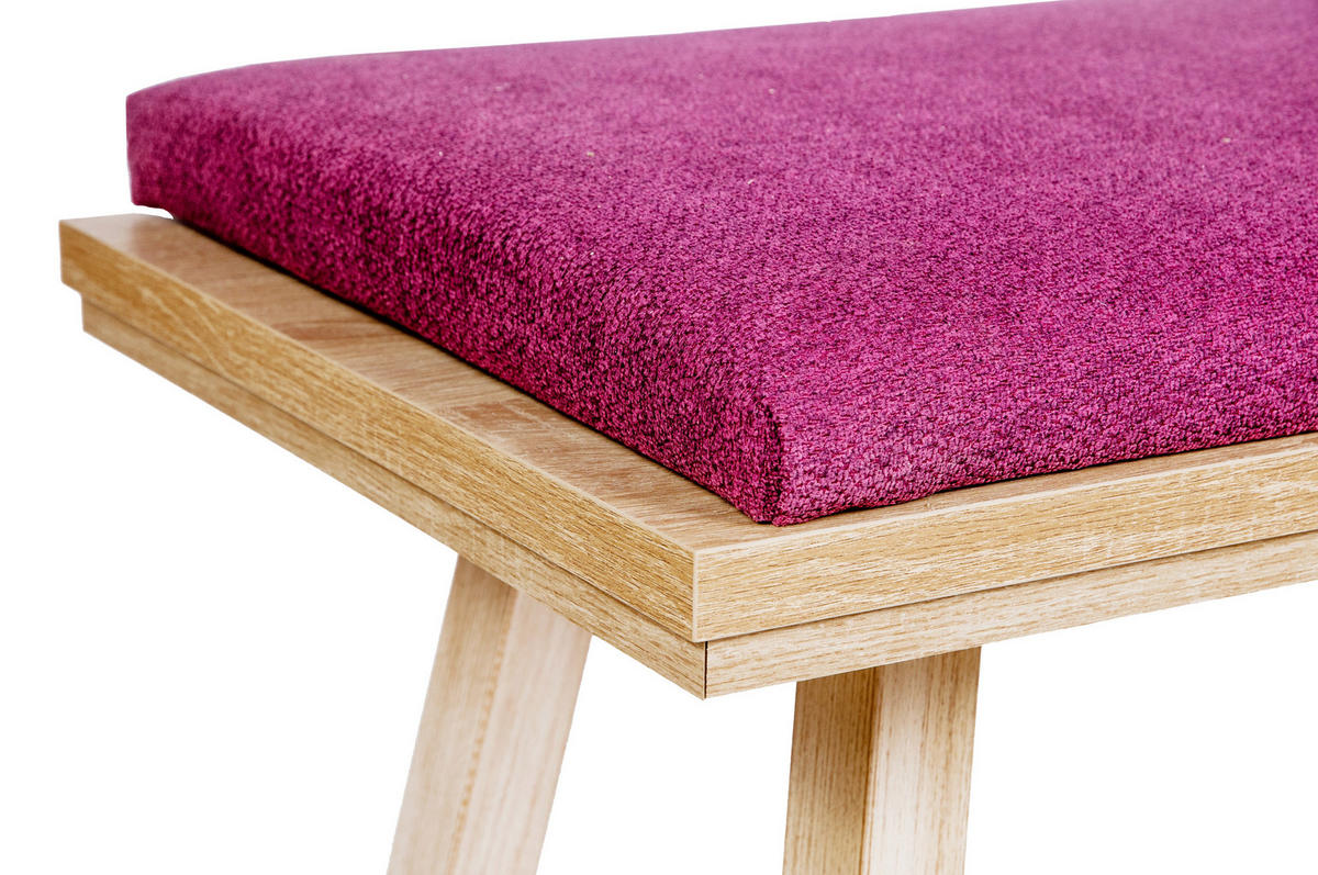 GARDEROBENBANK Die Zeitlose - Eichefarben/Bordeaux, Holz/Textil (45/50/125cm) - Kundler Home