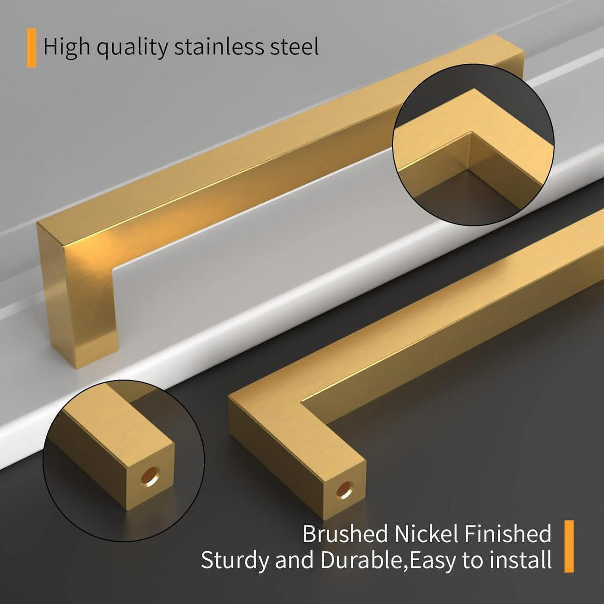 MÖBELGRIFF 2er-Set 128 mm Edelstahl - Goldfarben, Metall (1.2/3.5/20cm)
