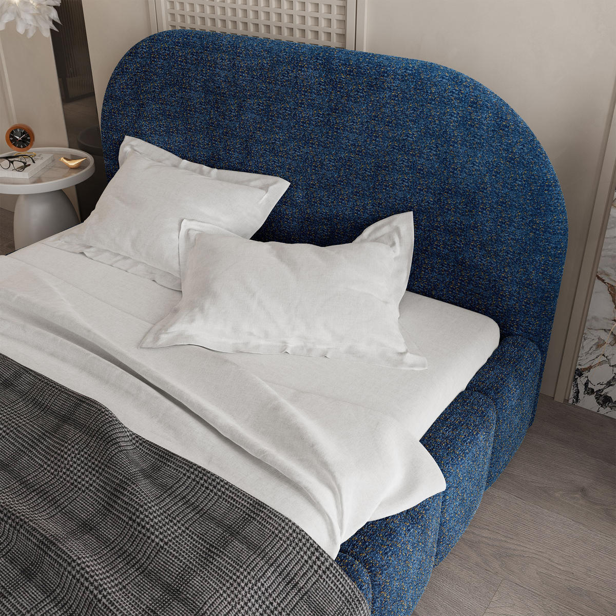 POLSTERBETT FLUSSO 140x200 cm mit Bettkästen - Blau - Blau, Holz (140/200cm) - MASSENO