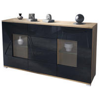 SIDEBOARD Grömitz Schwarz Hochglanz - Schwarz Hochglanz, Holzwerkstoff (138.5/75.5/35cm) - Vladon