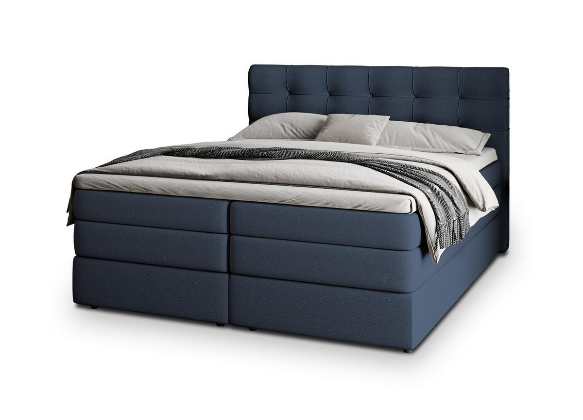 POSTEL BOXSPRING AREZI 140x200 cm, s matrací a úložným prostorem, modrá - modrá, kompozitní dřevo/textil (140/200cm) - MASSENO