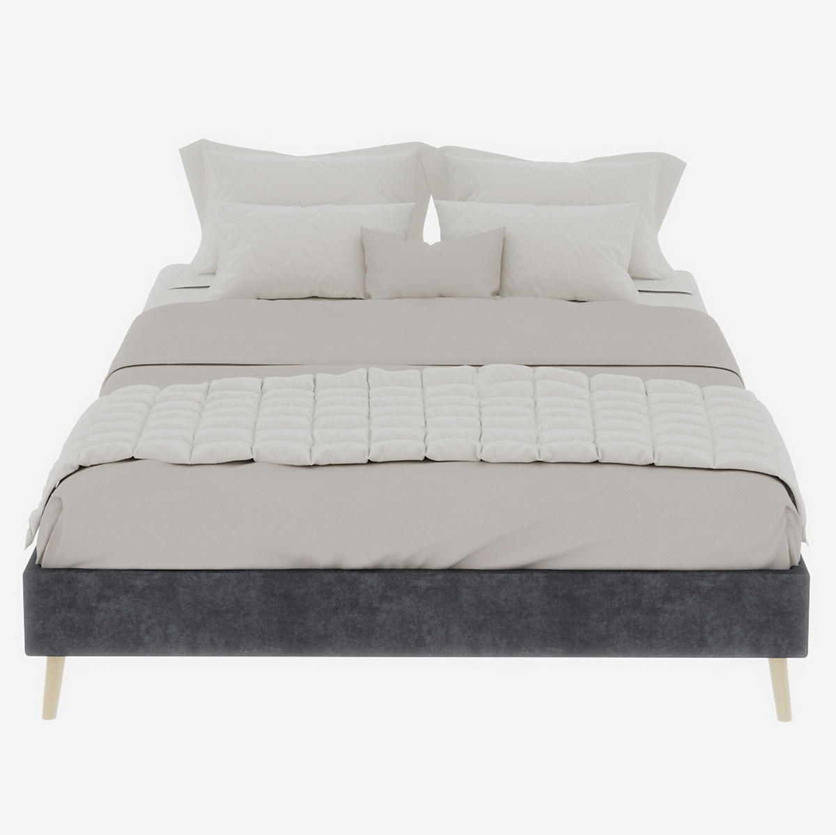 POLSTERBETT 140/200 cm grau aus Stoff und Metall mit Stauraum - Grau, Textil (140/200cm) - OKWISH