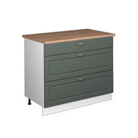 KÜCHENUNTERSCHRANK Fame-Line, Grün-Gold Landhaus/Weiß, 100 cm, AP Eiche - Weiß/Grün, Holzwerkstoff (100/82/60cm) - Vicco
