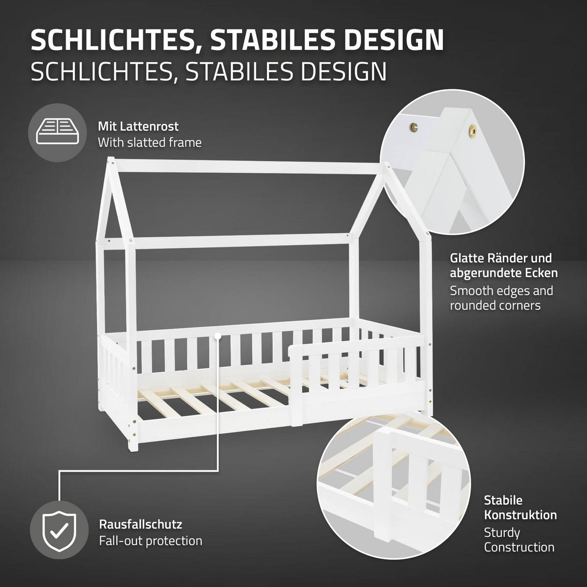 KINDERBETT mit Dach 70x140 cm Weiß - Weiß, Holz (70/140cm) - ML-DESIGN