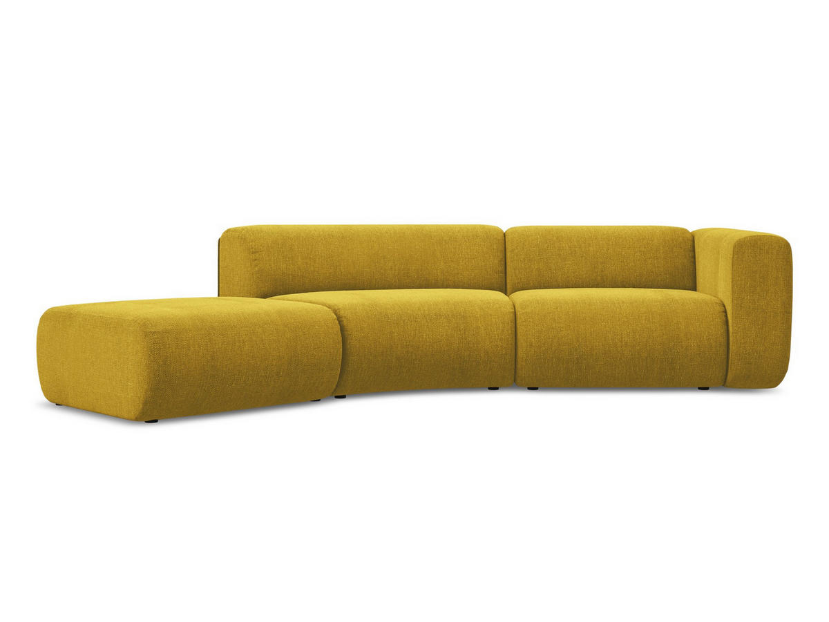 4-SITZER-SOFA Chenille Stoff Gelb - Currygelb/Gelb, Kunststoff/Textil (335/70/166cm) - Makamii