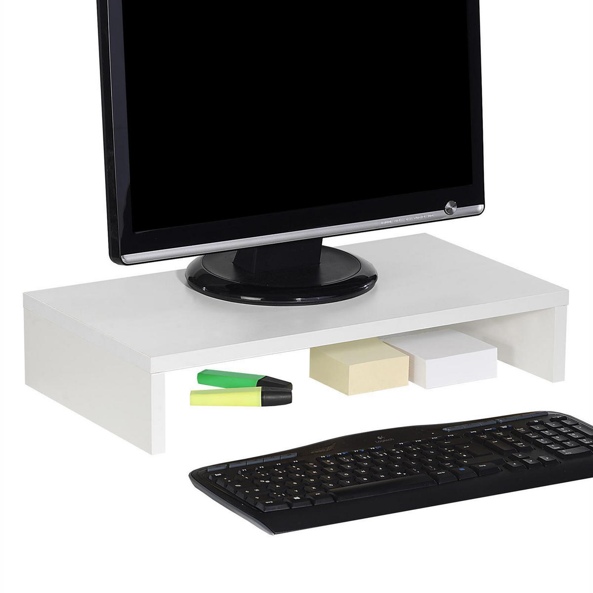 MONITORSTÄNDER MONITOR - Weiß, Holzwerkstoff (27/50/10cm) - CARO-Möbel