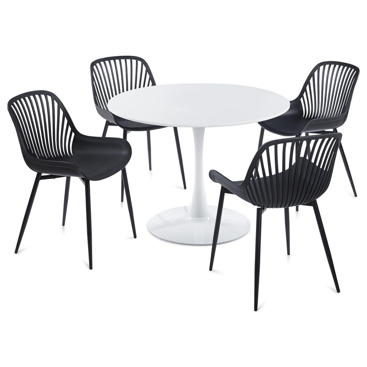 ESSGRUPPE LOIRE/VERDE 5er Set weiß - Weiß, Holzwerkstoff - IDIMEX