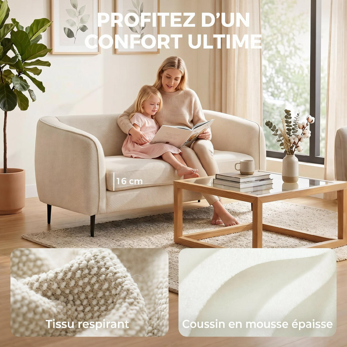 SOFA, 2-Sitzer, Samt, 160cm, Federkernkissen, beige - Multicolor, Holzwerkstoff (160/72/76cm) - FORIOUS