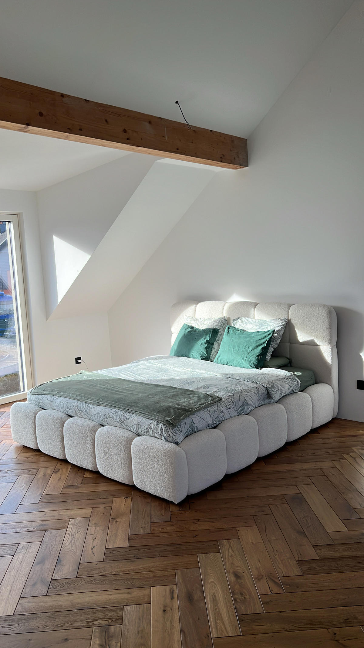 DOPPELBETT 200x200 Lucca mit Bettkasten, Stoff Bouclé, Creme - Creme, Holz/Textil (200/200cm) - Emporius