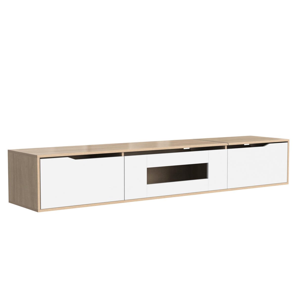 TV-SCHRANK Hochglanzweiß LED Farbwechsel & Holzfarbe - Weiß, Holz (46/17/142cm) - FLIEKS