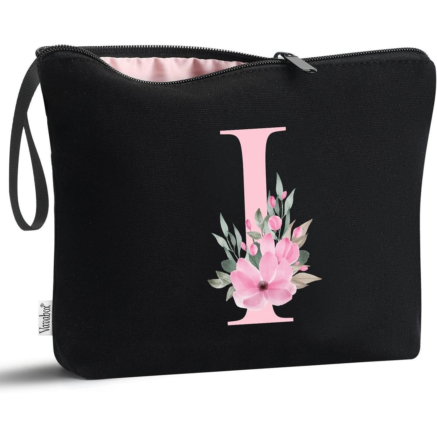 KOSMETIKTASCHE mit Initialdruck "I" Schwarz - Schwarz, Textil (4/20/25cm)