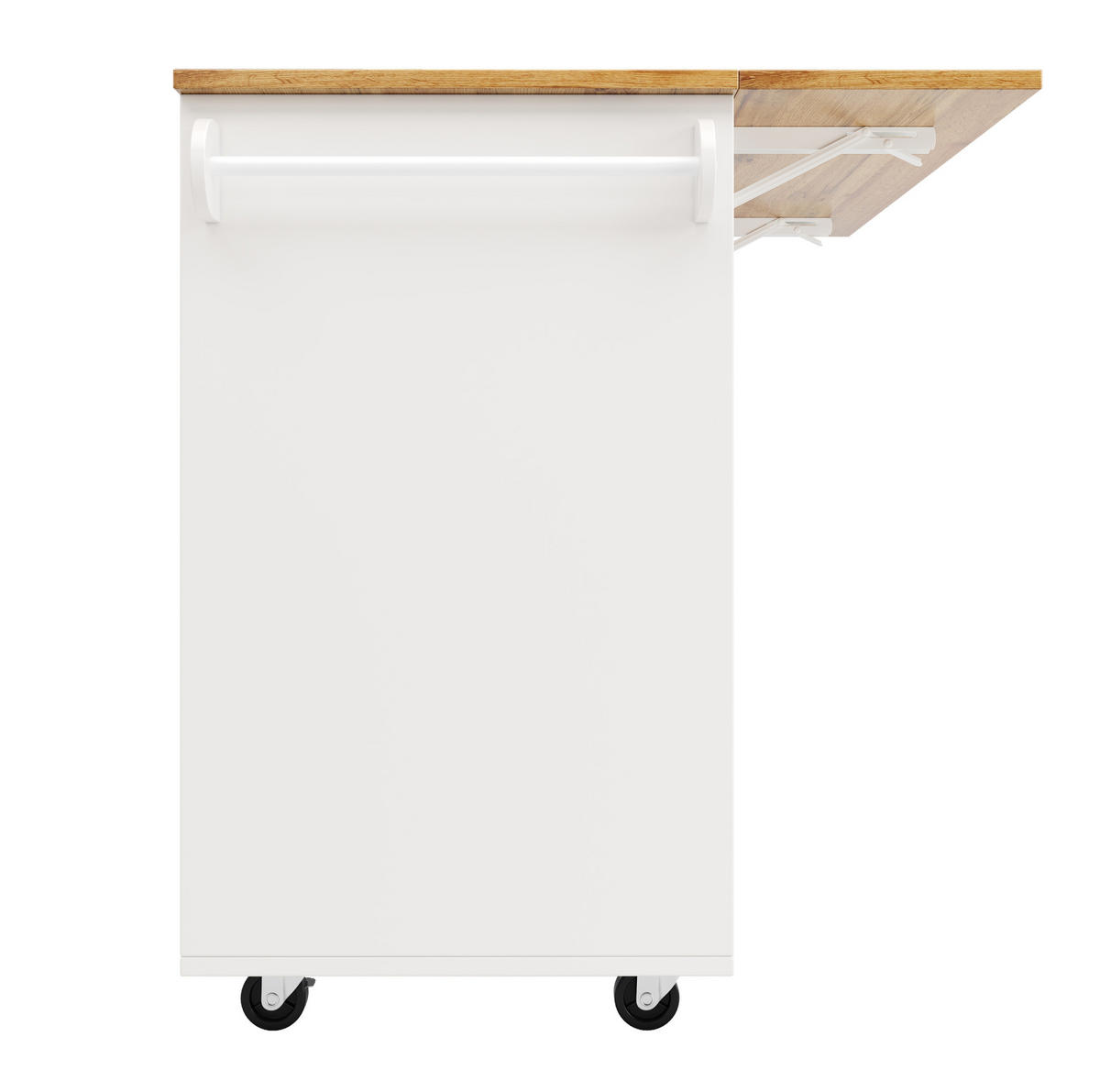 KÜCHENINSEL 137,5/40/95,6 cm weiß mit Klapptisch mit Snackregalen - Weiß, Holzwerkstoff (137.5/95.6/65cm) - OKWISH