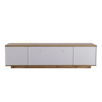 LOWBOARD 180/46/38 cm aus MDF mit Gitterfront und 5 Türen Weiß/Natur - Weiß, Holzwerkstoff (180/46/38cm) - Modenvie