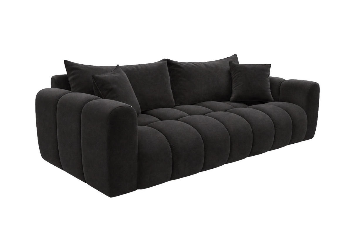 ROZKLÁDACÍ POHOVKA s úložným prostorem, velurová tkanina Bluvel, Černá, COSMOPOLITAN - černá, dřevo (240/97cm) - Kaiser Möbel