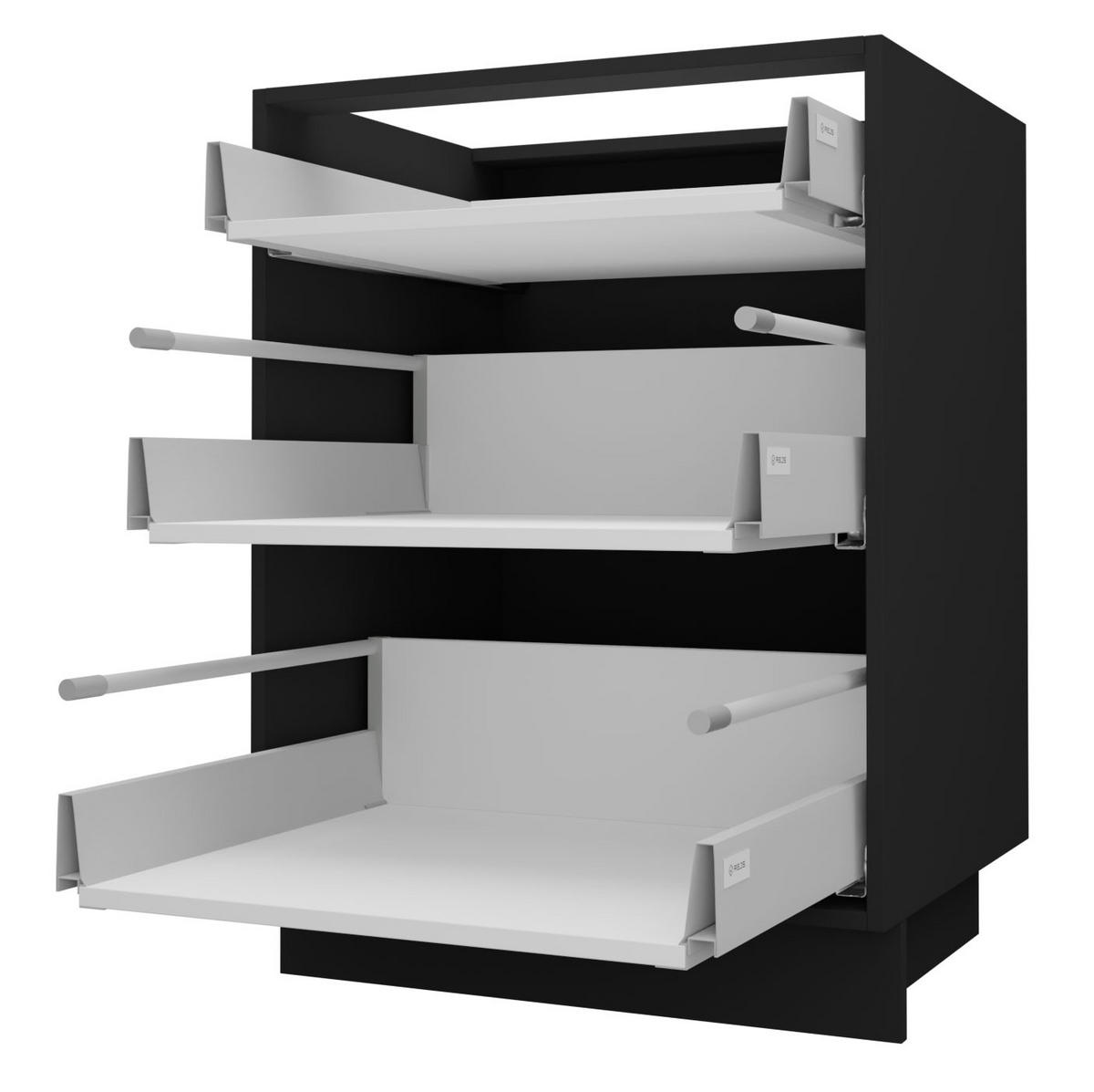 SCHUBLADENUNTERSCHRANK Bari D3/50 Schwarz / RAL 4009 pastellviolett 50 / 50 / 82cm REJS Vollauszug - Violett/Schwarz, Holz/Holzwerkstoff (50/82/50cm) - Feldmann-Wohnen