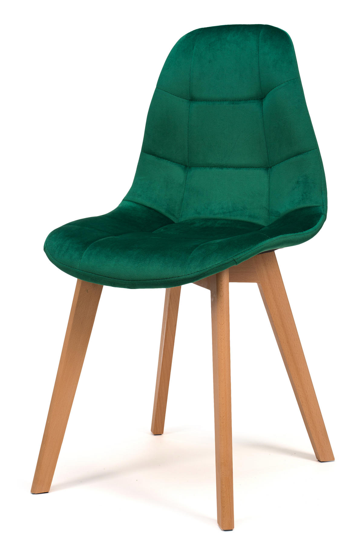 STUHL VEGAS im skandinavischen Stil - grün - Samt Velours - Naturfarben/Grün, Holz/Kunststoff (47/86/42cm) - NEW HOME