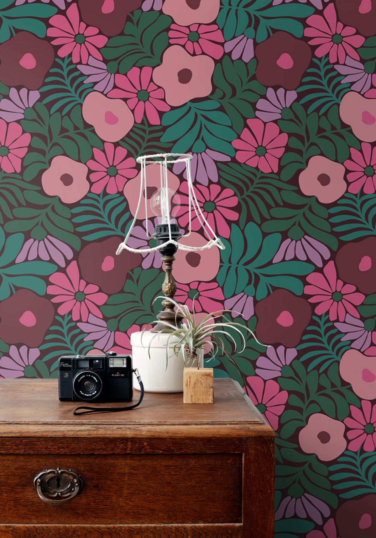 TAPETE Blumen im Matisse-Stil 50 x 900 cm - Pink, Papier (50/900cm) - ESTAhome