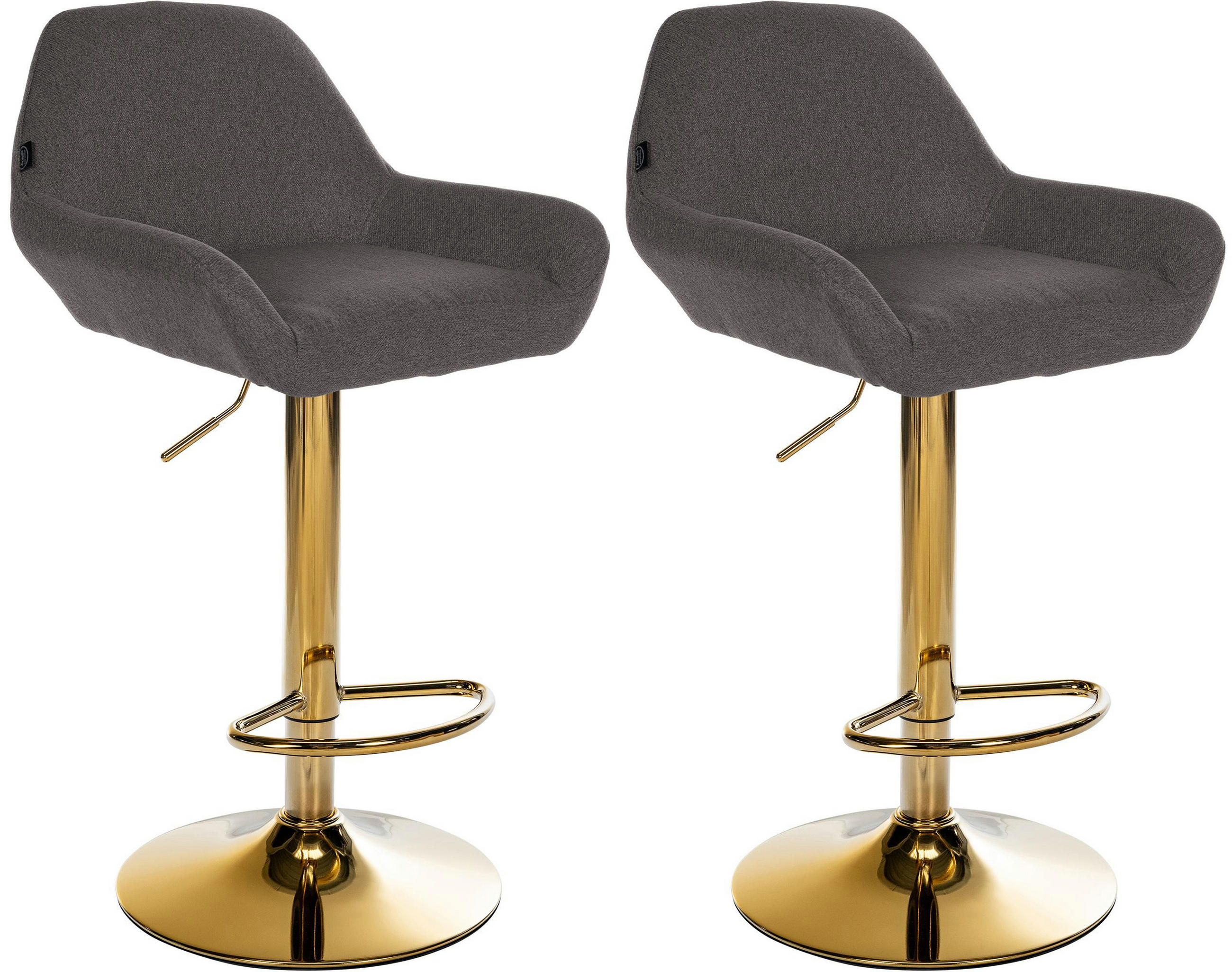 BARHOCKER 2er Set Prag Gold Stoff dunkelgrau - Dunkelgrau/Goldfarben, Textil/Metall (51/109/52cm) - TPFLiving