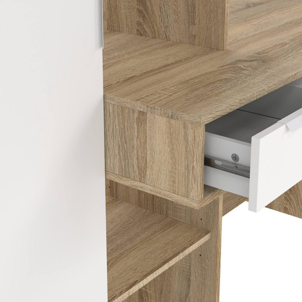 SCHREIBTISCH Eiche, Weiß 60.35/162.8/155.4 cm - Braun, Holzwerkstoff (60.35/162.8/155.4cm) - DMORA