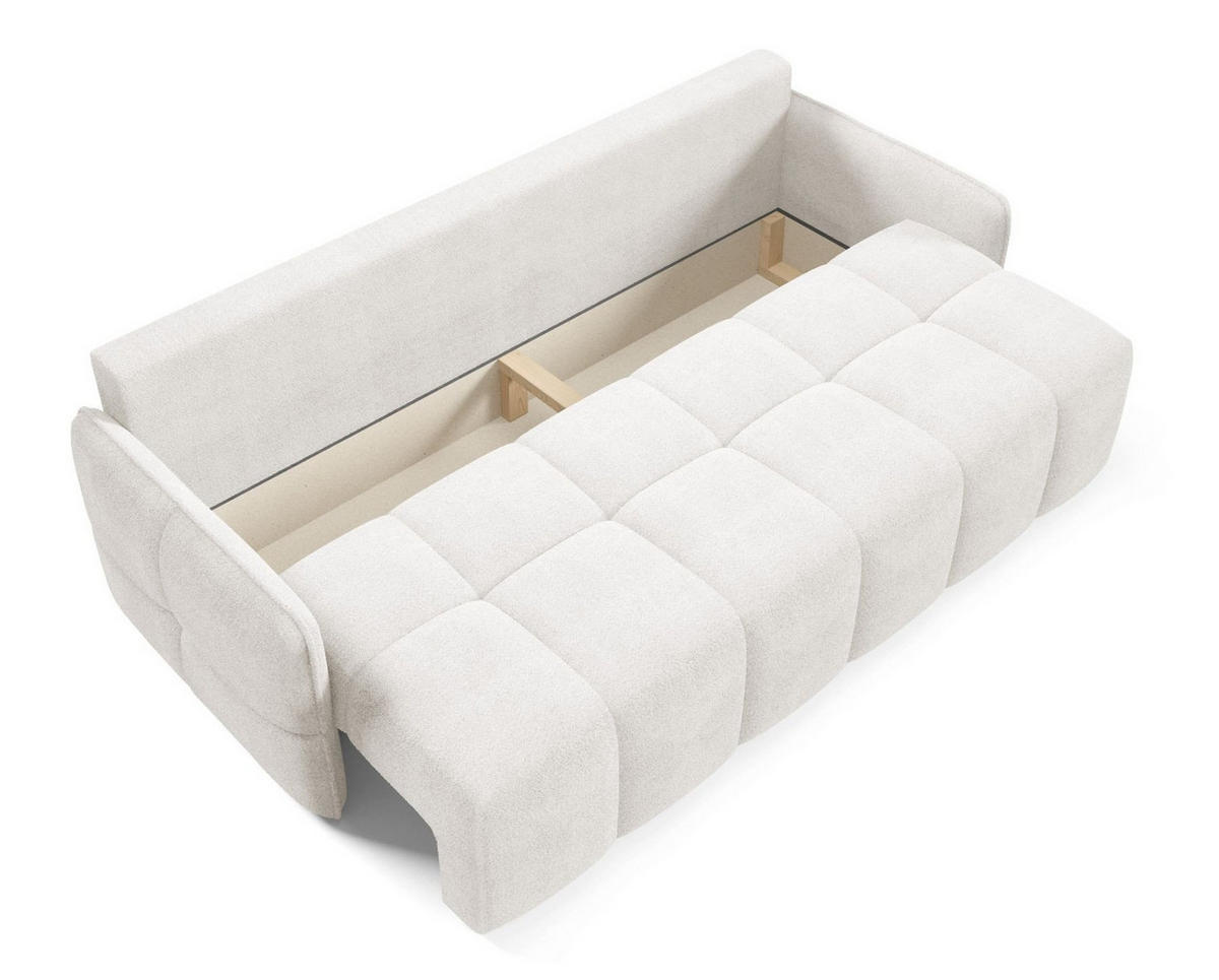 SCHLAFSOFA EMILI, Sofa mit Schlaffunktion und Bettkasten, Farbe: Weiß, Bouclé-Stoff - Weiß, Textil (212/95/90cm) - Sepro Meble