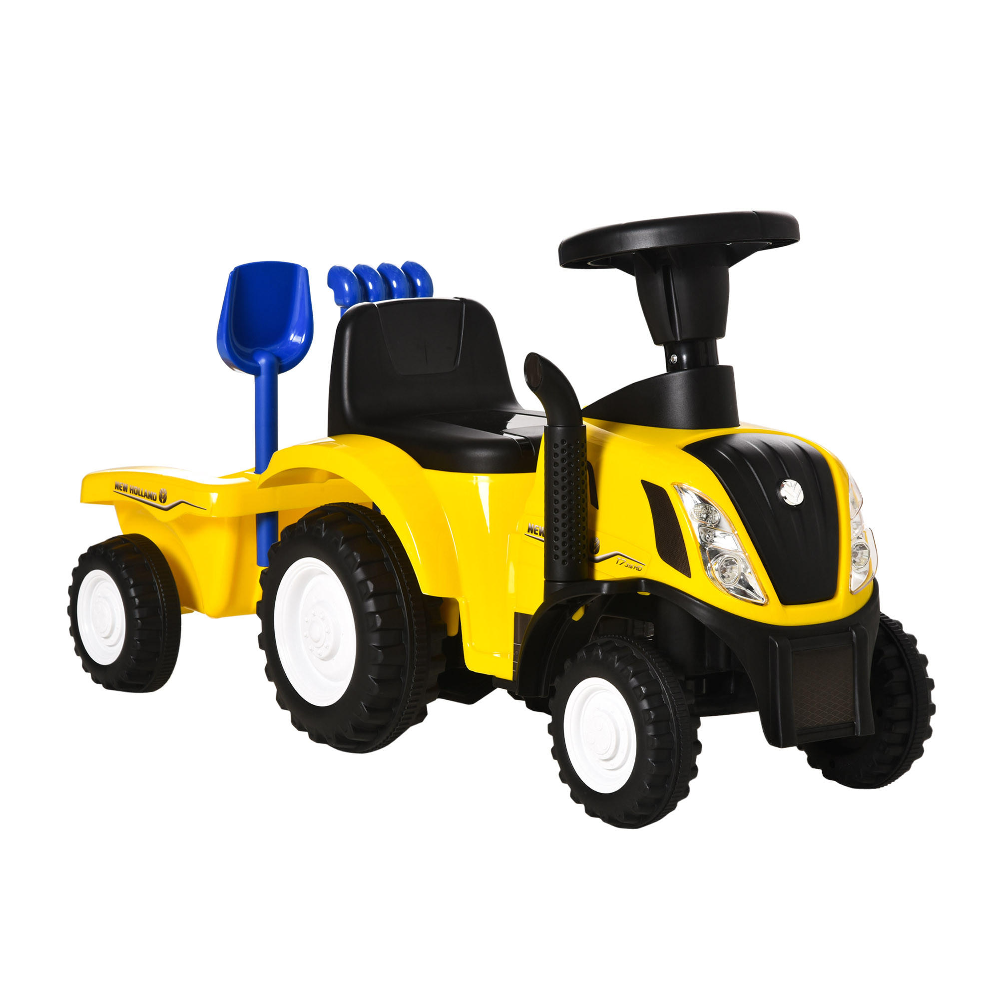 HOMCOM DĚTSKÉ ŠLAPACÍ AUTO, modré/žluté, PP + kov