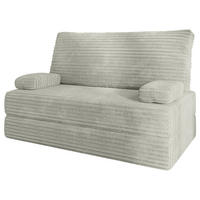BETTSOFA LADIA aus Schaumstoff Cordstoff Hellgrau Schlaffunktion - Hellgrau, Textil (140/86/60cm) - MASSENO