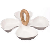 SERVIERGESCHIRR 4 Schalen Blume Weiß 28/28/12 cm - Weiß, Keramik (28/12/28cm) - Secret de Gourmet
