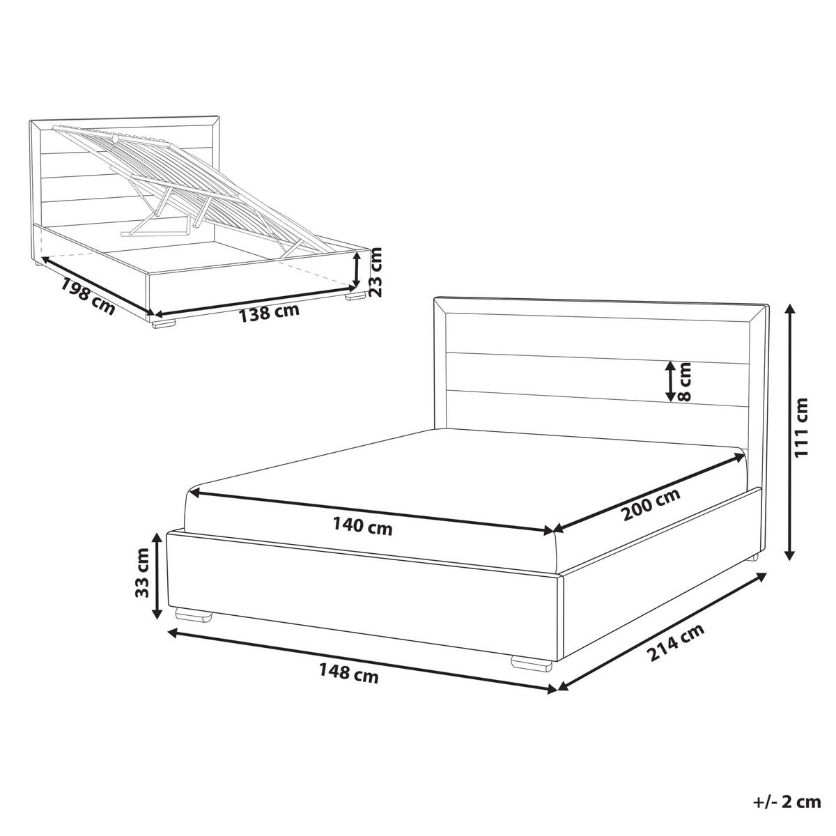 BETT mit Stauraum 140/200 cm Hellbeige Rouen - Beige, Textil (140/200cm) - Beliani