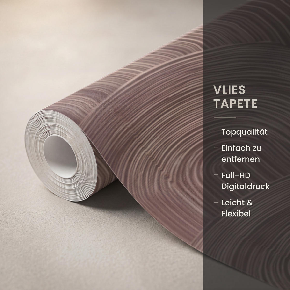 TAPETE - Rhythmic - Aufschlag - Braun - 280x220 cm - Dunkelbraun, Papier (280/220cm) - OnlyWow
