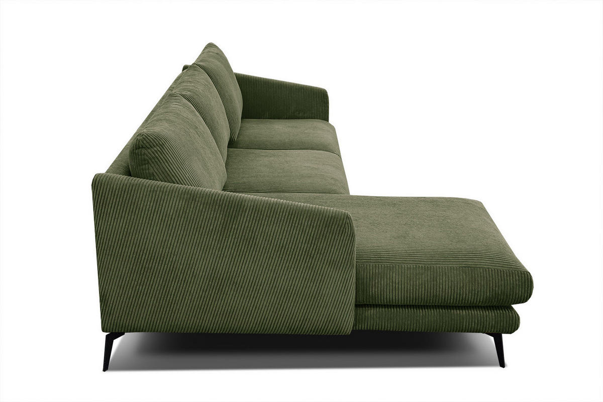 ECKSOFA VILT 4-Sitzer, olivgrün - Schwarz/Olivgrün, Holzwerkstoff/Textil (156/255cm) - Courtois Laville