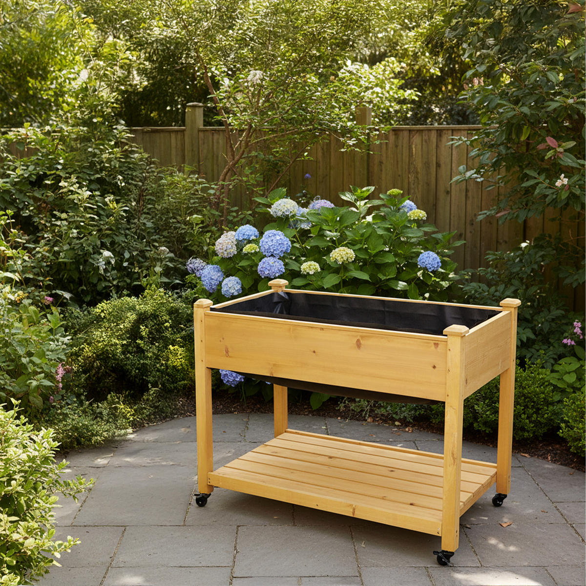 HOCHBEET - Hellbraun, Holz/Textil (105/84/56.5cm) - Relaxdays