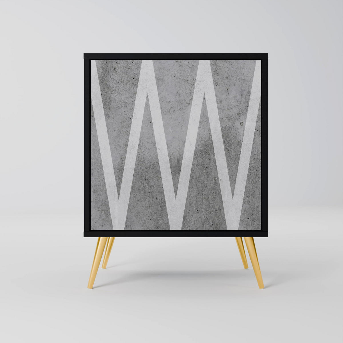 SIDEBOARD SOLID ZIG ZAG, Schwarz, 57,5x42x70,5 cm, Schwarze Metall-Sternfüße - Multicolor/Schwarz, Holzwerkstoff/Metall (57.5/70.5/42cm) - SpaceRebels
