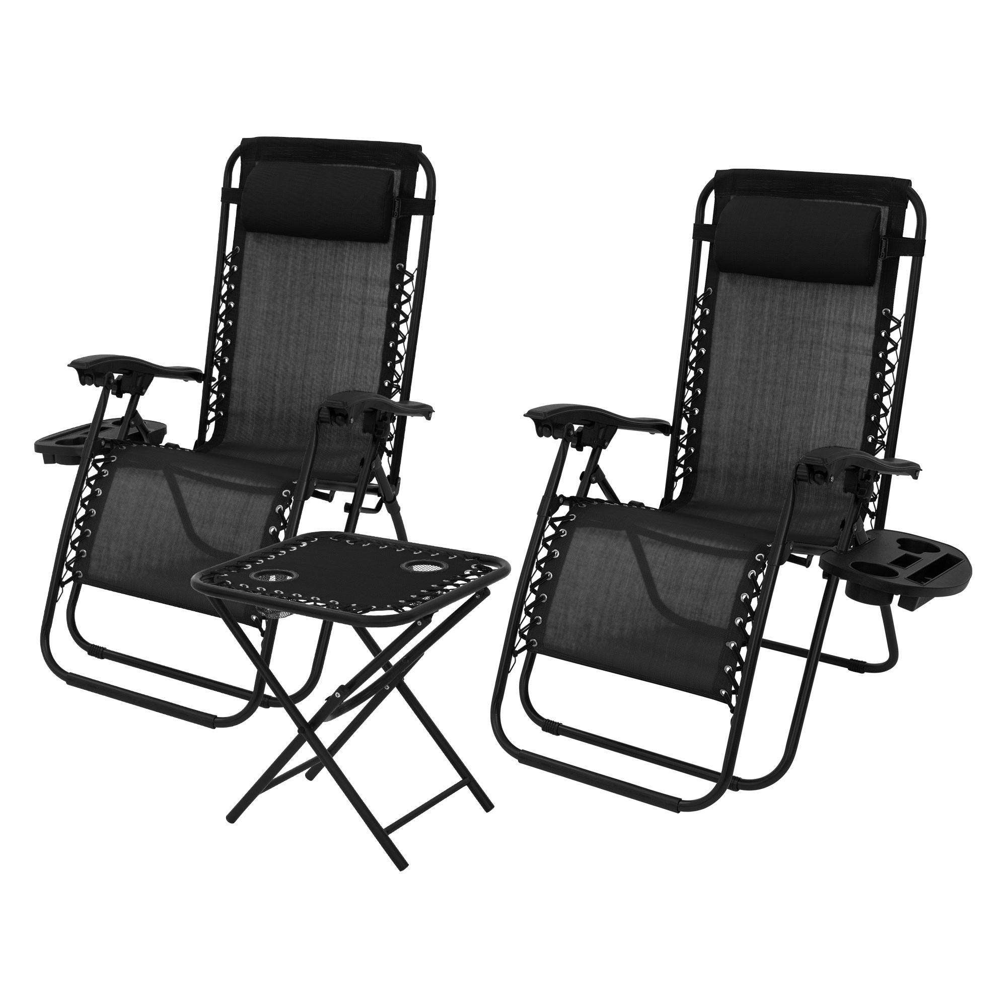 SONNENLIEGE 2er Set mit Tisch schwarz - Schwarz, Metall (65/110/138cm) - ML-DESIGN