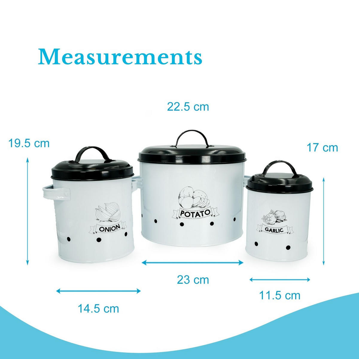 VORRATSDOSEN SET mit Deckel und Beschriftung (3-tlg.) - Weiß, Metall - Intirilife