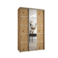 SCHWEBETÜRENSCHRANK 235,2/150/60 3-türig - Silberfarben/Eiche Artisan, Holz/Metall (150/235/60cm) - Abiks Möbel