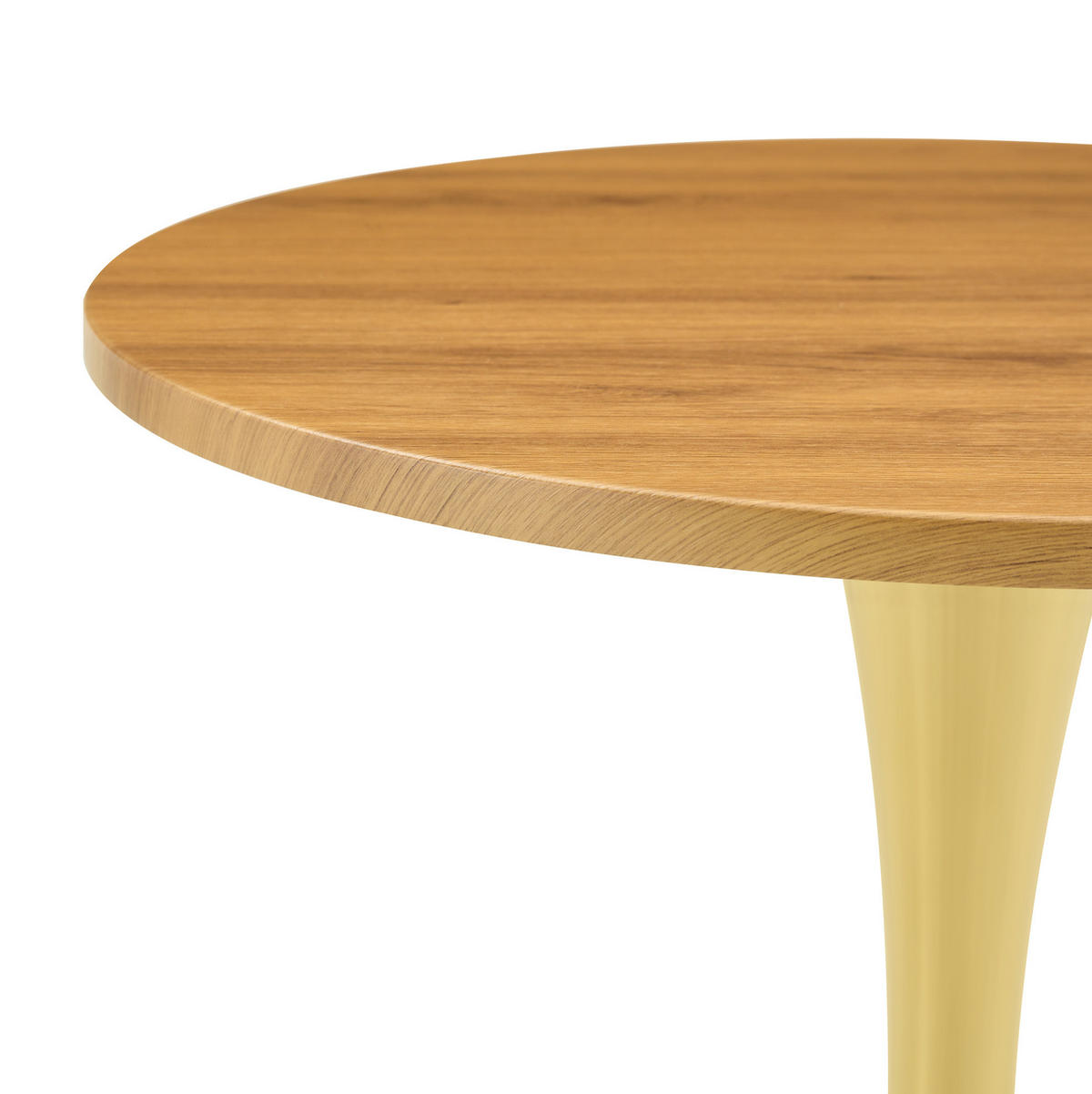 BEISTELLTISCH 60/60/72 cm mit MDF-Tischplatte und Metallgestell, runde Form und stabile Basis, Gold/Holzfarben - Schwarz, Holzwerkstoff (60/60/72cm) - Redom