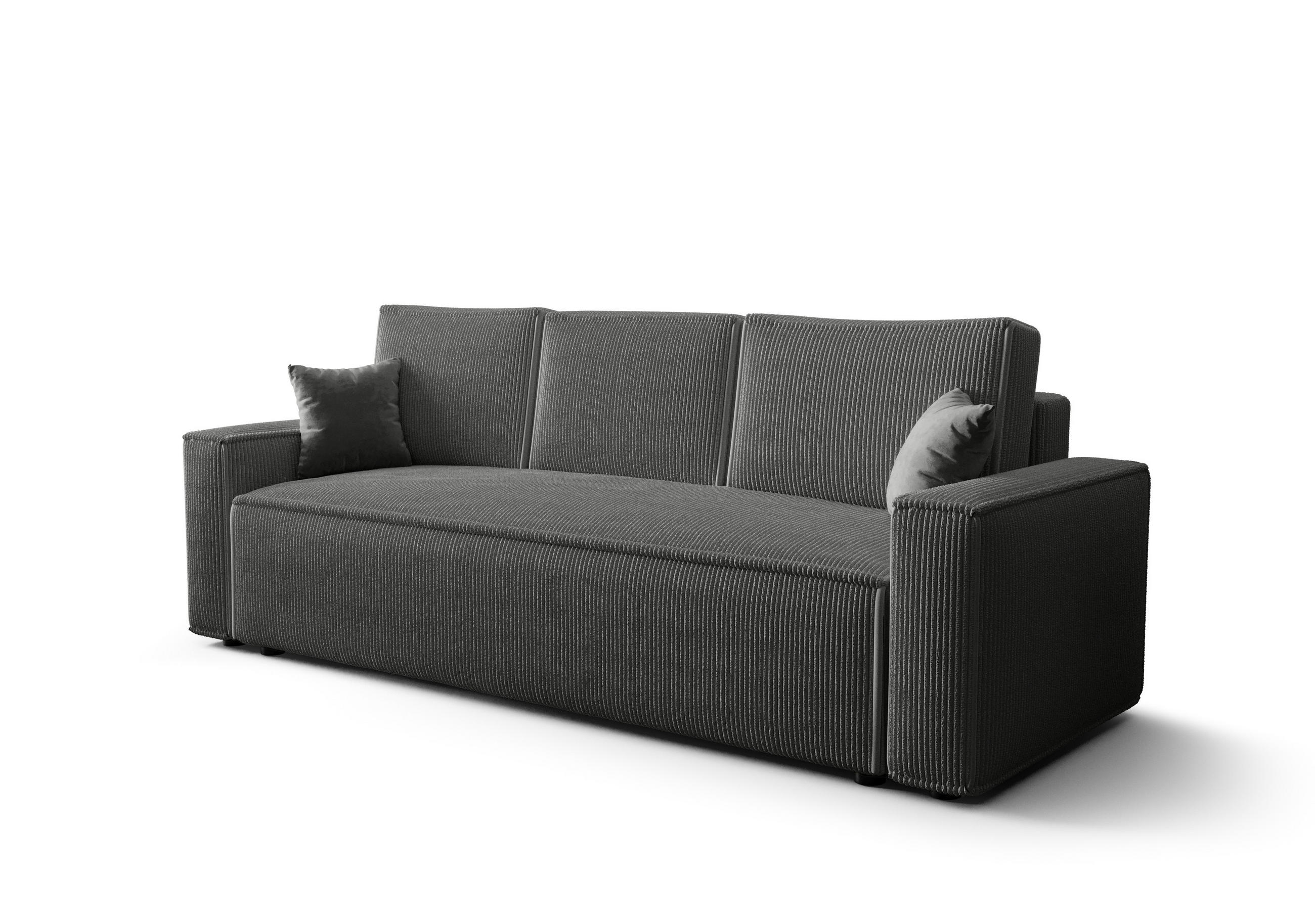 SOFA AMBRO Poso 60 mit Schlaffunktion, Grau, Sofa mit Stauraum - Dunkelgrau, Textil (90/85/230cm) - Bedante