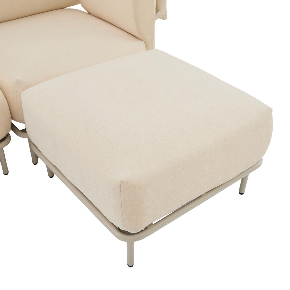 ECKSOFA L-Form modular mit Hocker, DE-42607, Beige - Beige, Metall (251/155cm) - ComfortXL