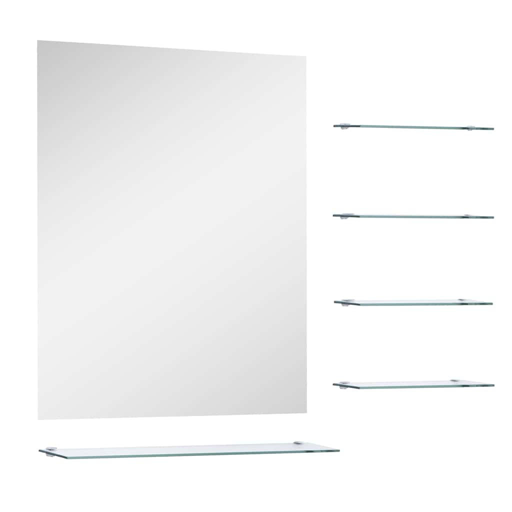 WANDSPIEGEL mit 5 Ablagen Silbern 50×60 cm - Silberfarben, Glas (50/60/10cm) - furnicato
