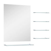 WANDSPIEGEL mit 5 Ablagen Silbern 50×60 cm - Silberfarben, Glas (50/60/10cm) - furnicato