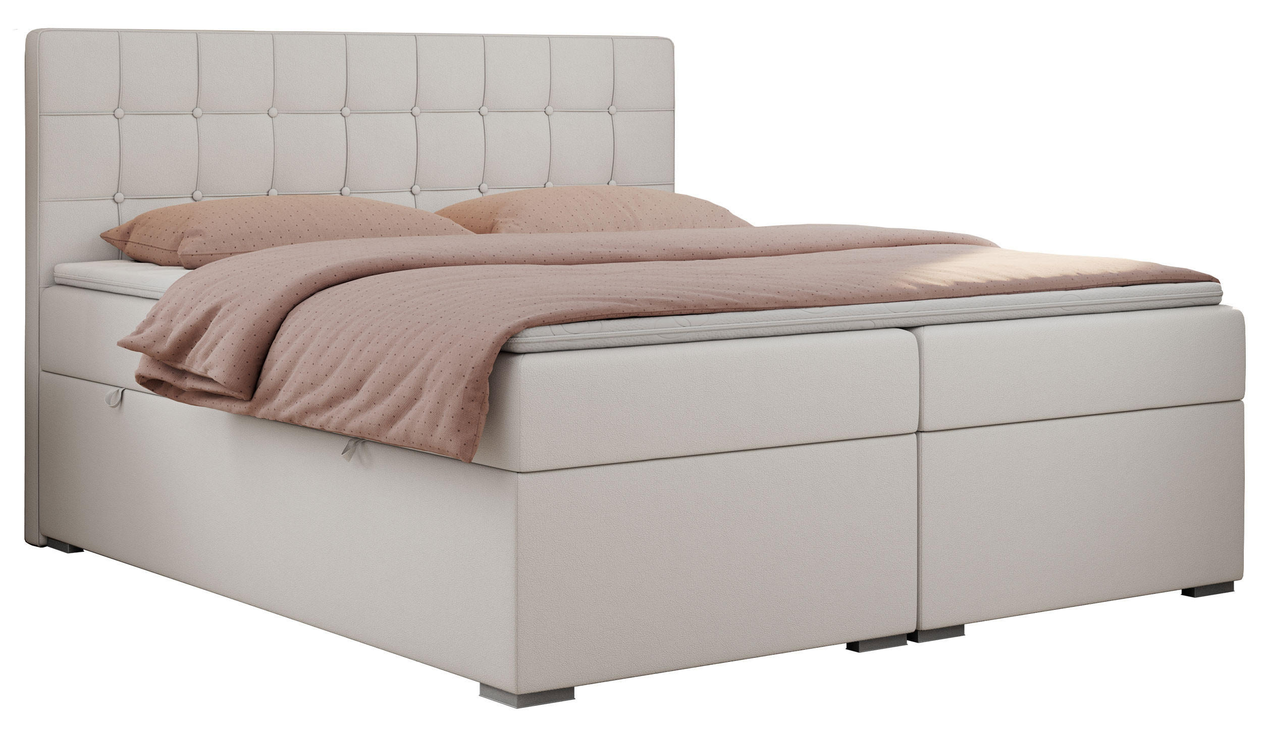 BOXBETT CARMEN 140/200 Weiß Kunstleder - H3 - Weiß, Holz/Textil (140/200cm) - MKS